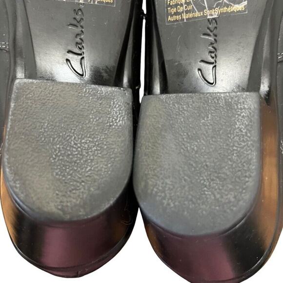 Clarks Womens Ingalls Bendables Geneva Black Leather Chunky Heel Clogs Shoes 11 - Picture 14 of 16